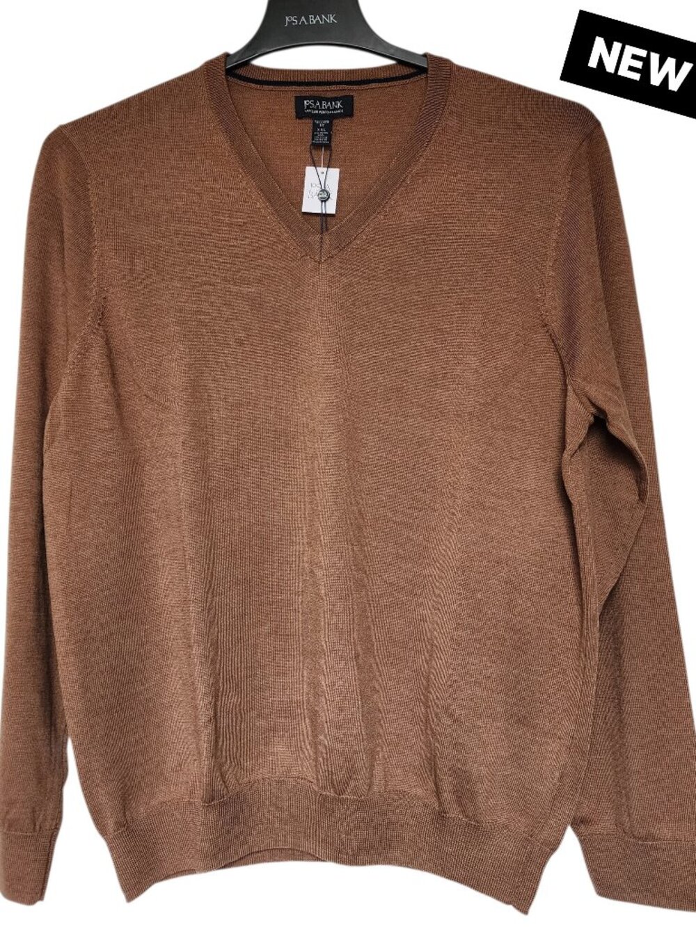 XXL Sweater Brown New Merino Wool Blend Jos A Bank Caramel Nwt Mens Traveler Sz
